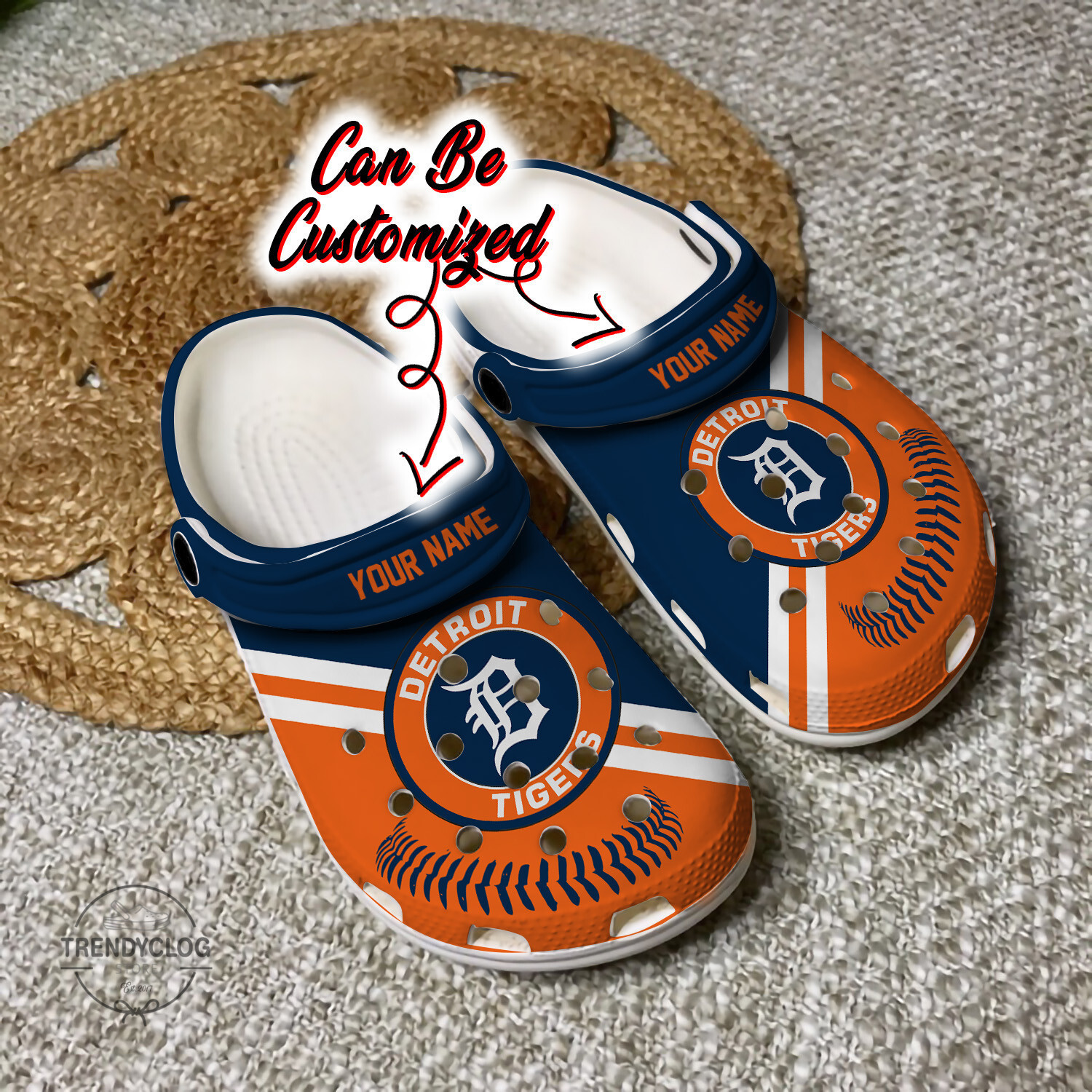 Baseball DTigers Personalized Baseball Logo Team Clog Shoes