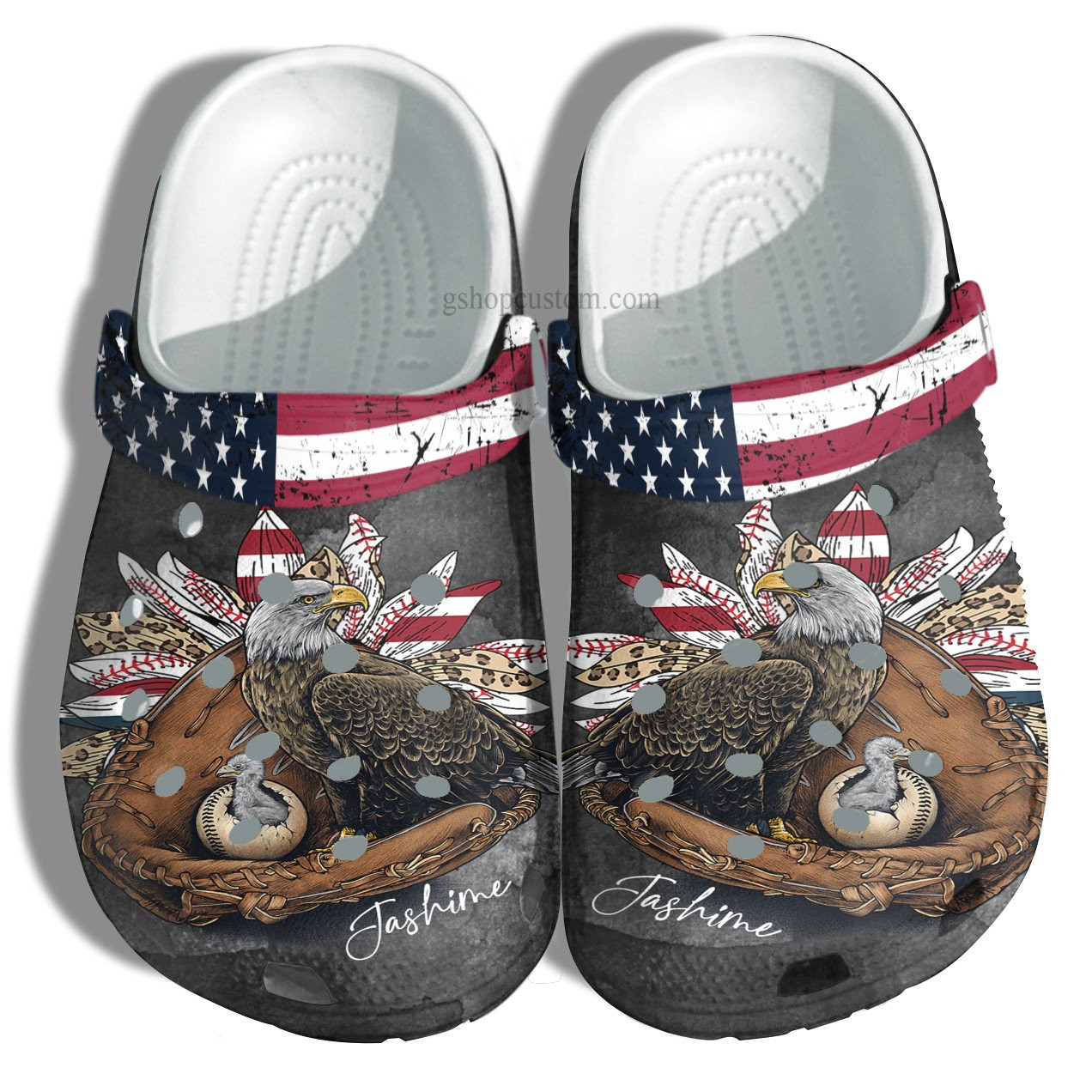 Baseball Eagle Sunflower Leopard Usa Flag Shoes Gift Mom Grandma - Baseball Eagle America Shoes Croc Clogs