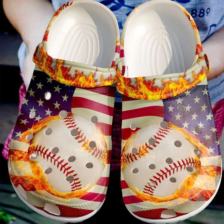 Baseball Flag Classic Clogs Shoes