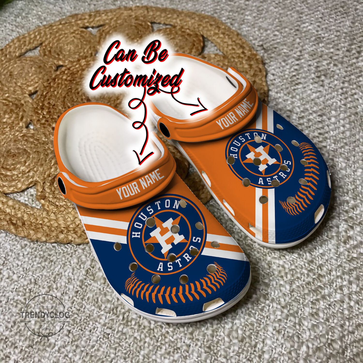 Baseball HAstros Personalized Baseball Logo Team Clog Shoes