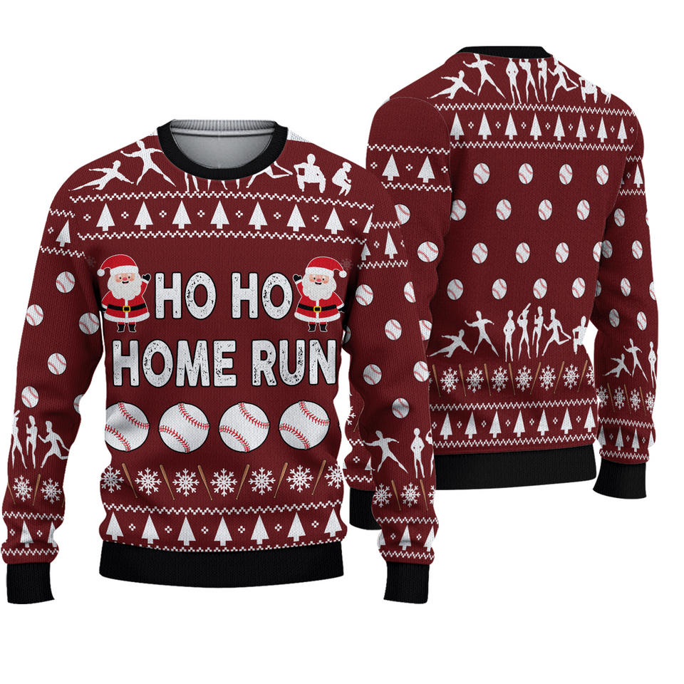 Baseball Hoho Home Run Ugly 3D Sweater