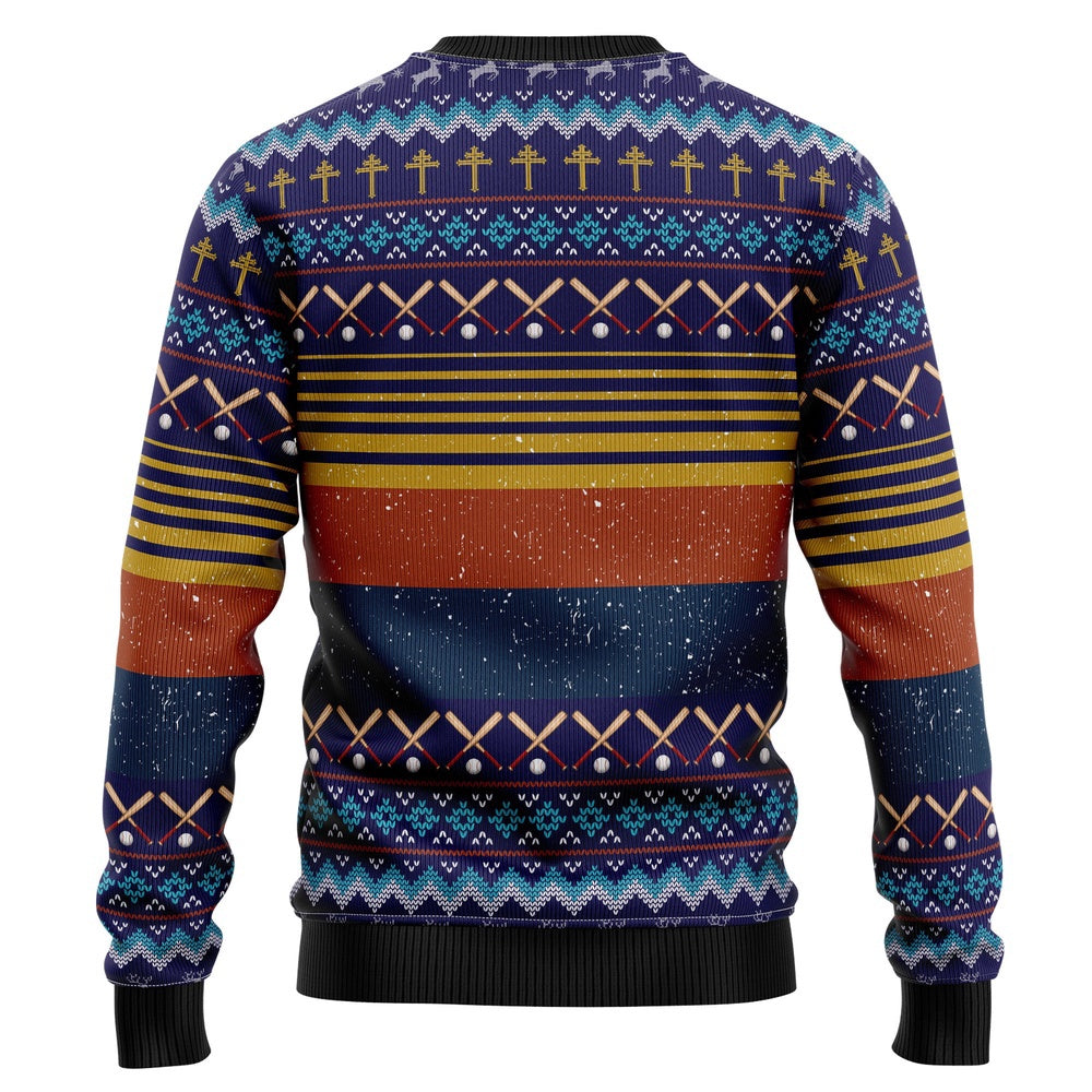 Baseball Jesus Save Ugly Christmas Sweater Christmas Gift - Image 2