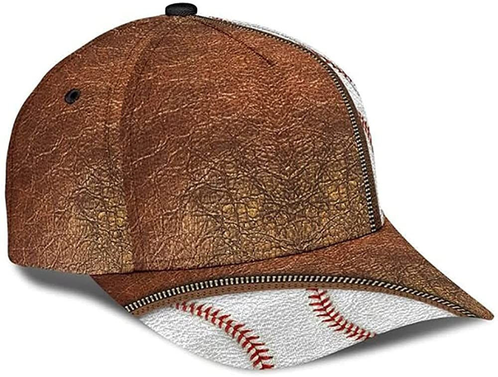 Baseball Leather Pattern Print Zipper Brown Trucker Hats Custom Hats Gifts For Men & Women