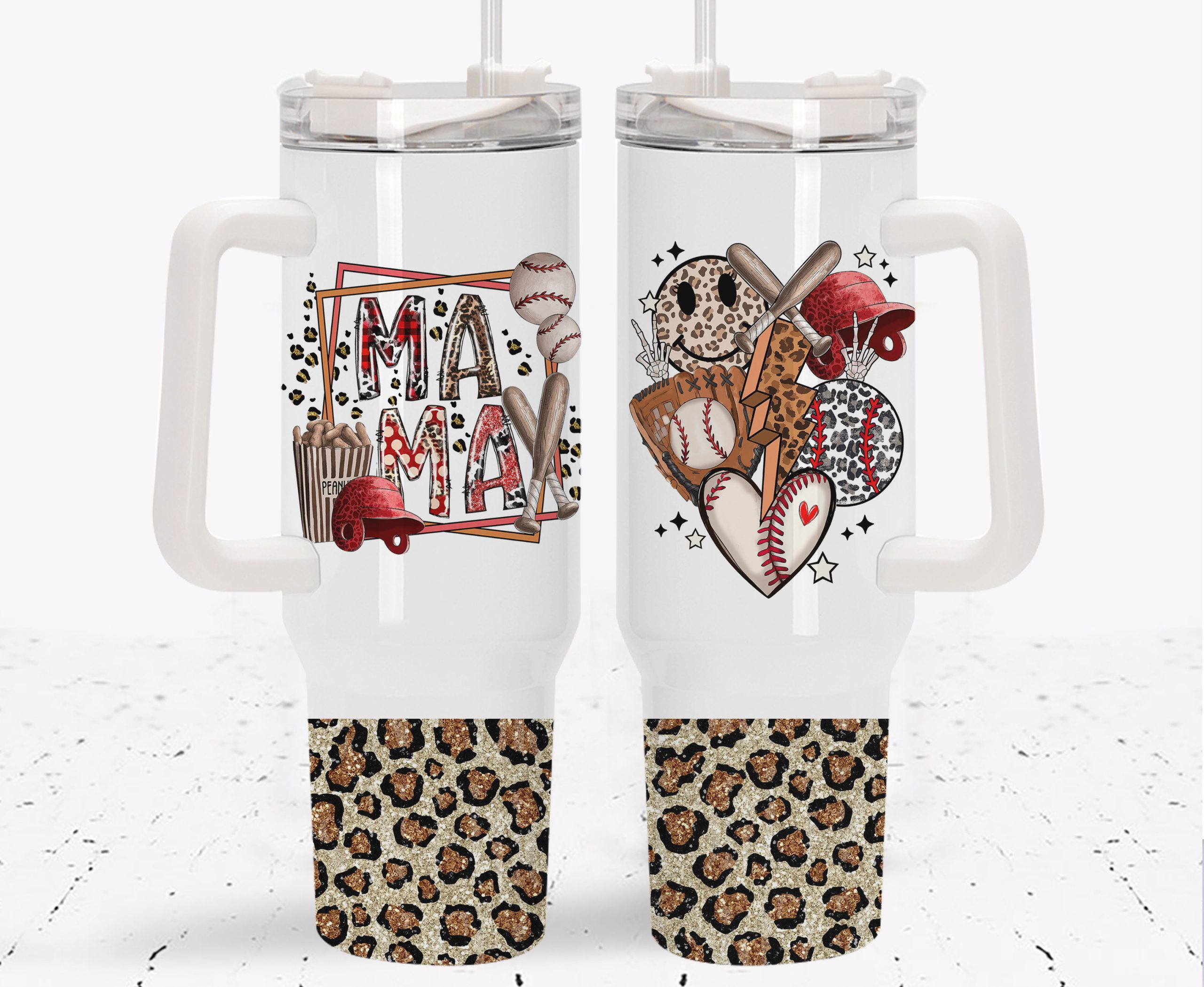 Baseball Mama Glitter Leopard Print Custom Stanley Cup 40 oz 30 oz Tumbler With HandleTVC2301961