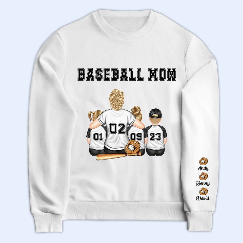 Baseball Mom - Gift For Mother - Personalized 3D Sweatshirt With Sleeve Imprint