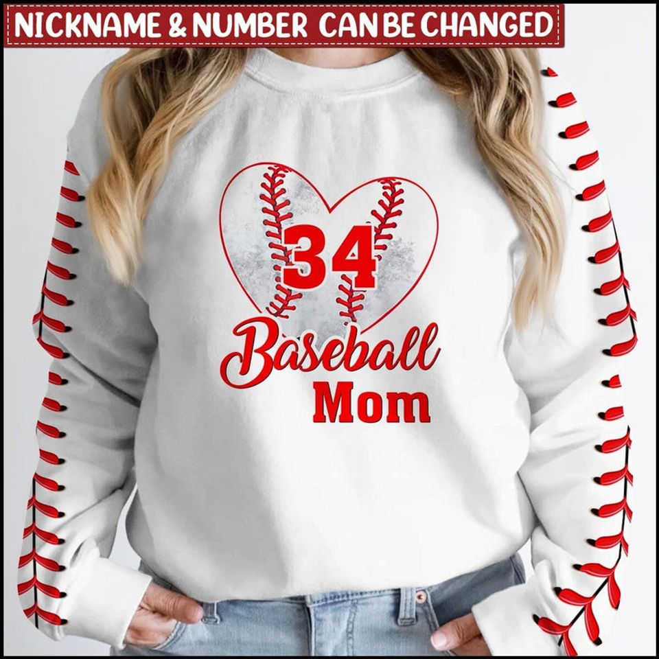 Baseball Mom Grandma Auntie, Love Baseball Sports Personalized 3D Sweatshirt