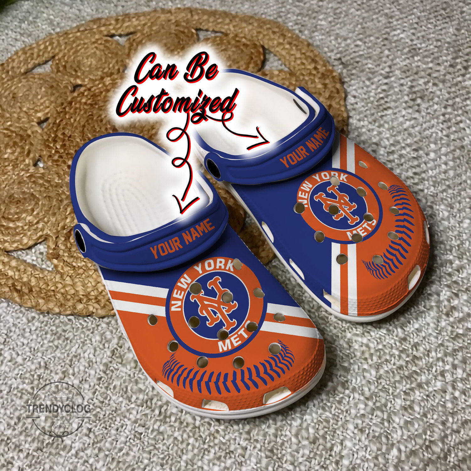 Baseball NY Mets Personalized Baseball Logo Team Clog Shoes