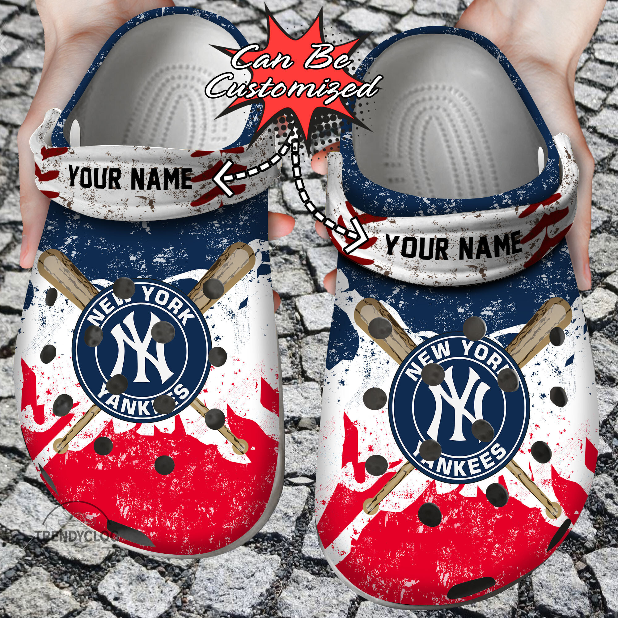 Baseball NY Yankees Personalized Watercolor New Clog Shoes