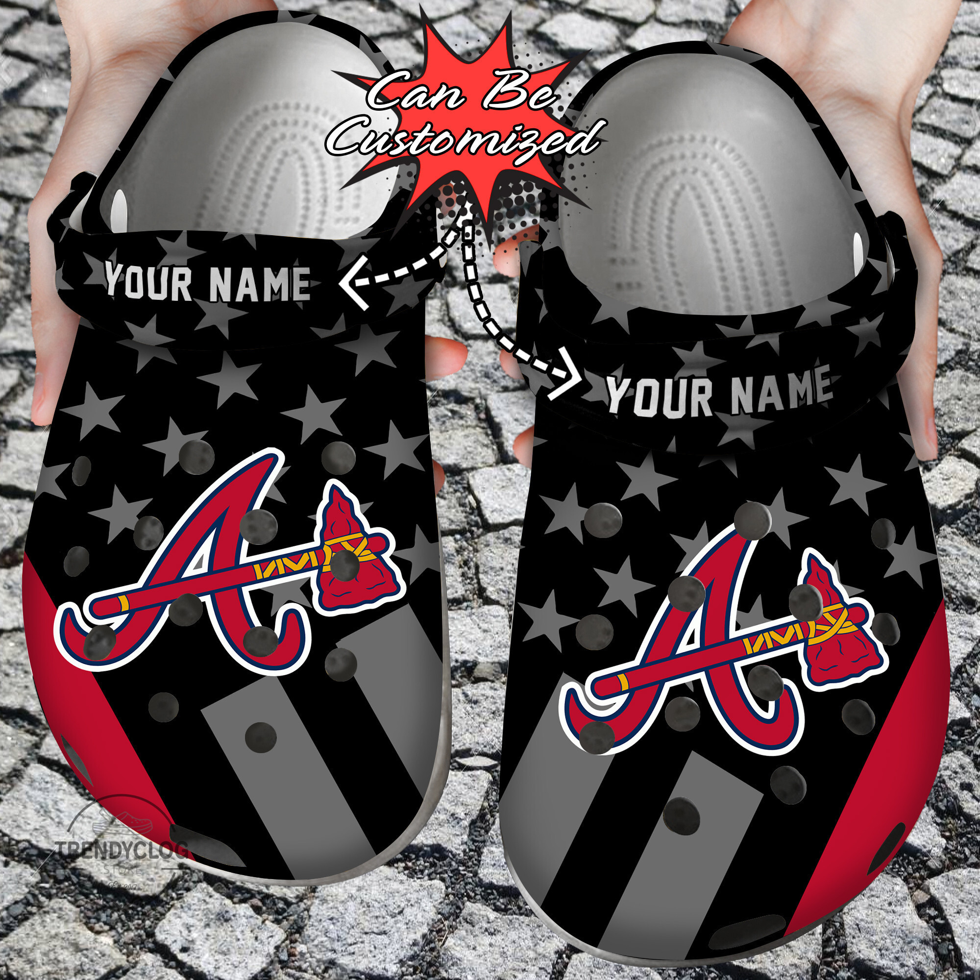 Baseball Personalized ABraves Star Flag Clog Shoes