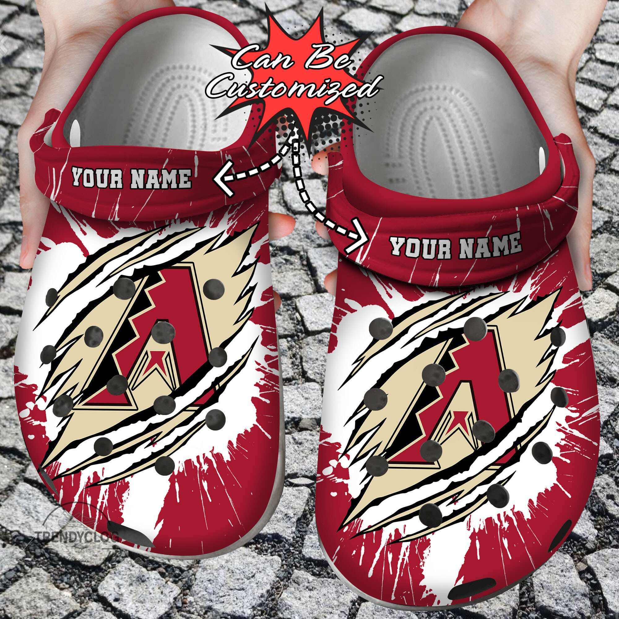 Baseball Personalized ADiamondbacks Ripped Claw Clog Shoes