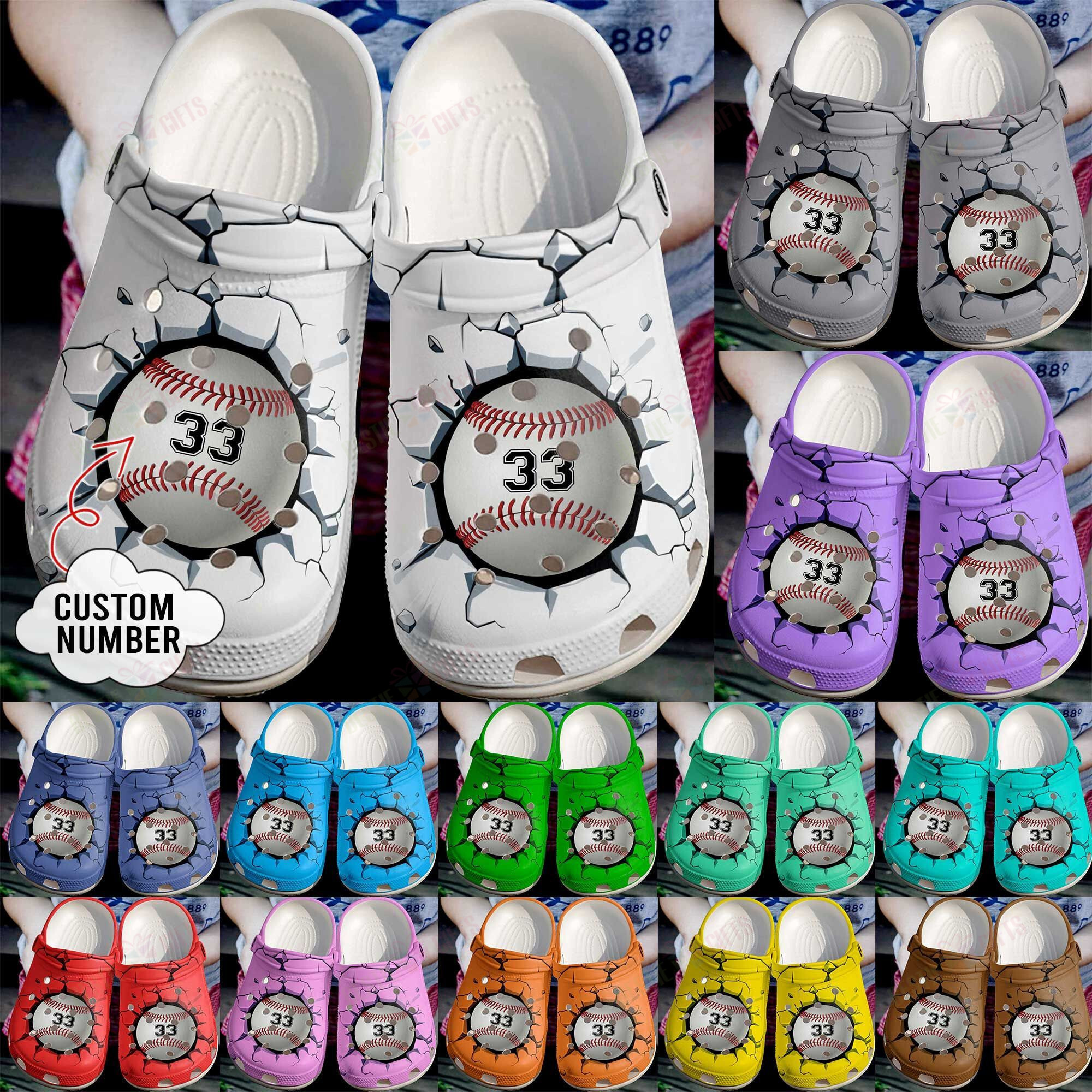 Baseball - Personalized Baseball Broken Wall Classic Clog Shoes For Men And Women