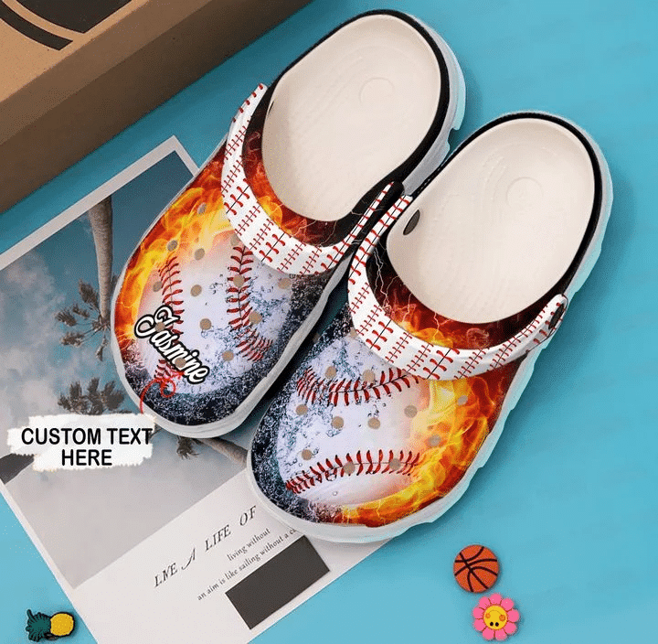 Baseball Personalized Fire Classic Clogs Shoes