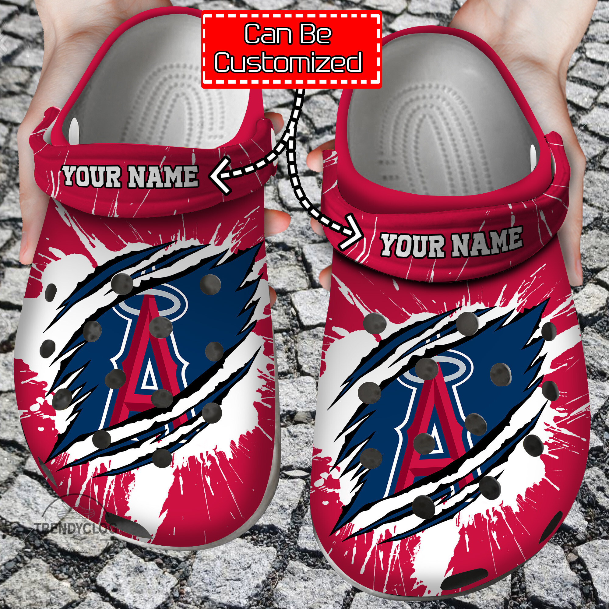 Baseball Personalized LA Angels Ripped Claw Clog Shoes