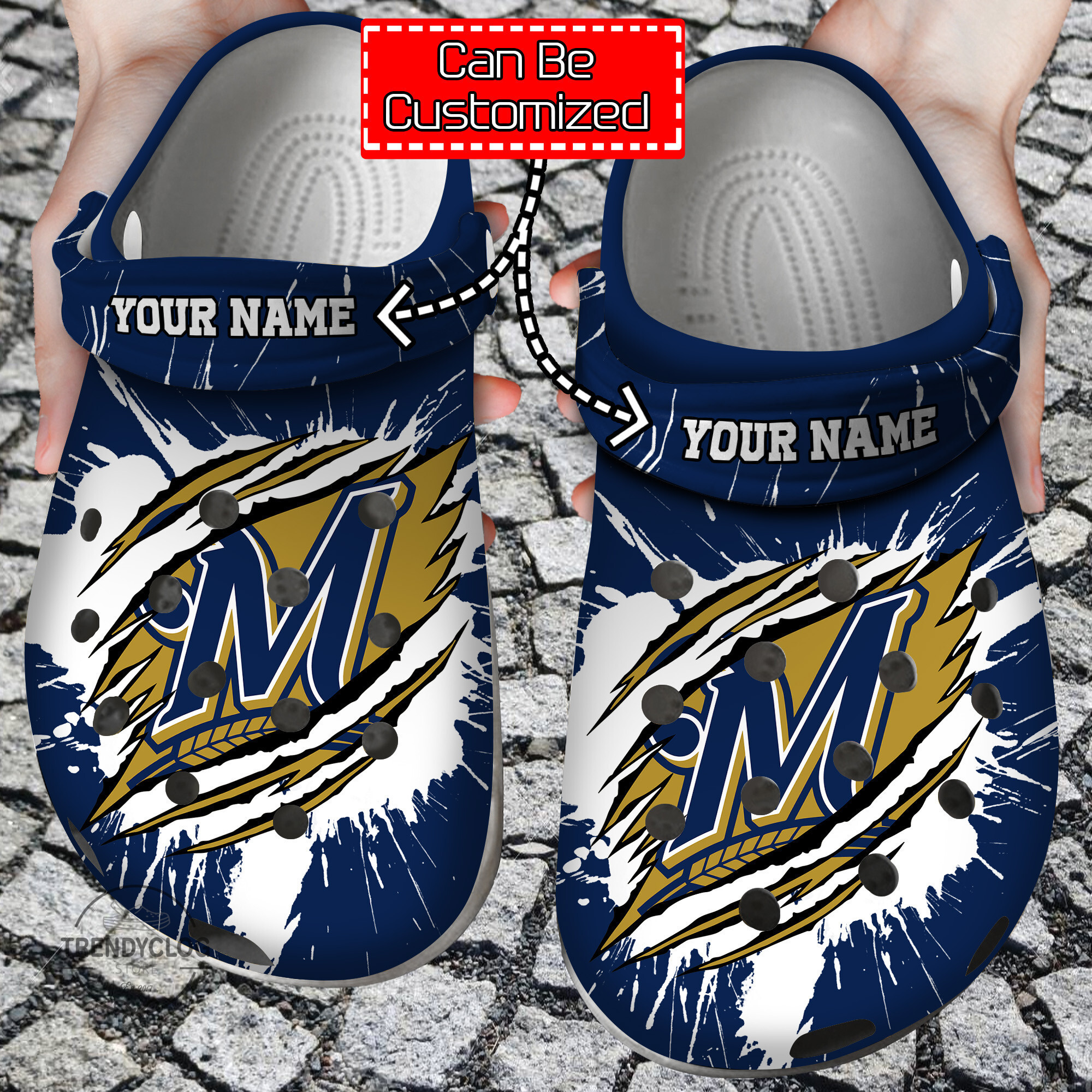 Baseball Personalized MBrewers Ripped Claw Clog Shoes