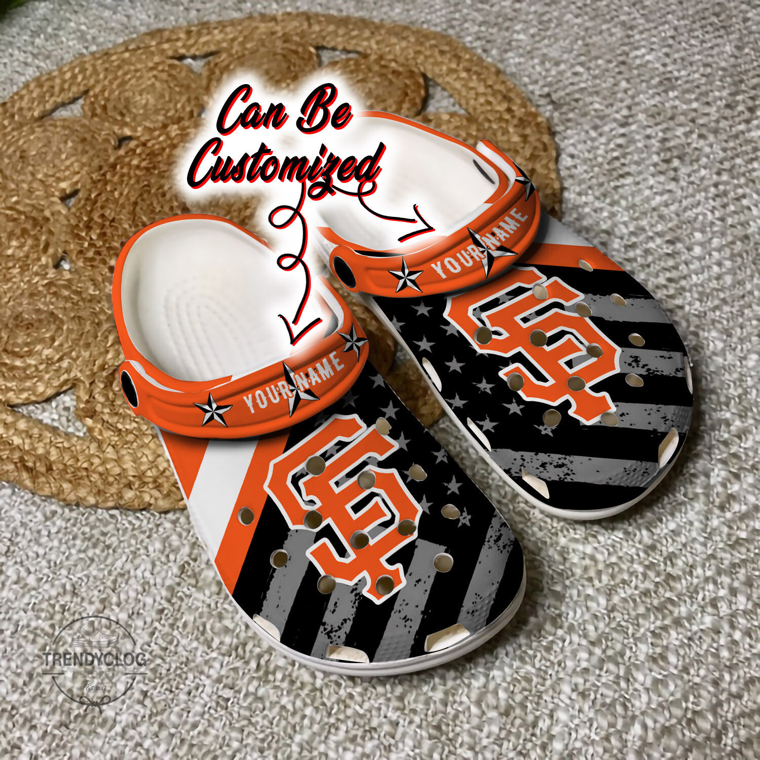 Baseball Personalized SF Giants American Flag Clog Shoes