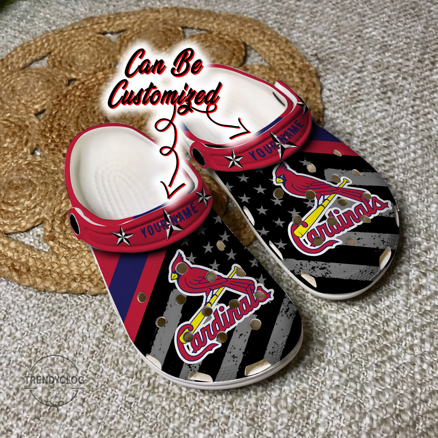 Baseball Personalized St Cardinals American Flag Clog Shoes
