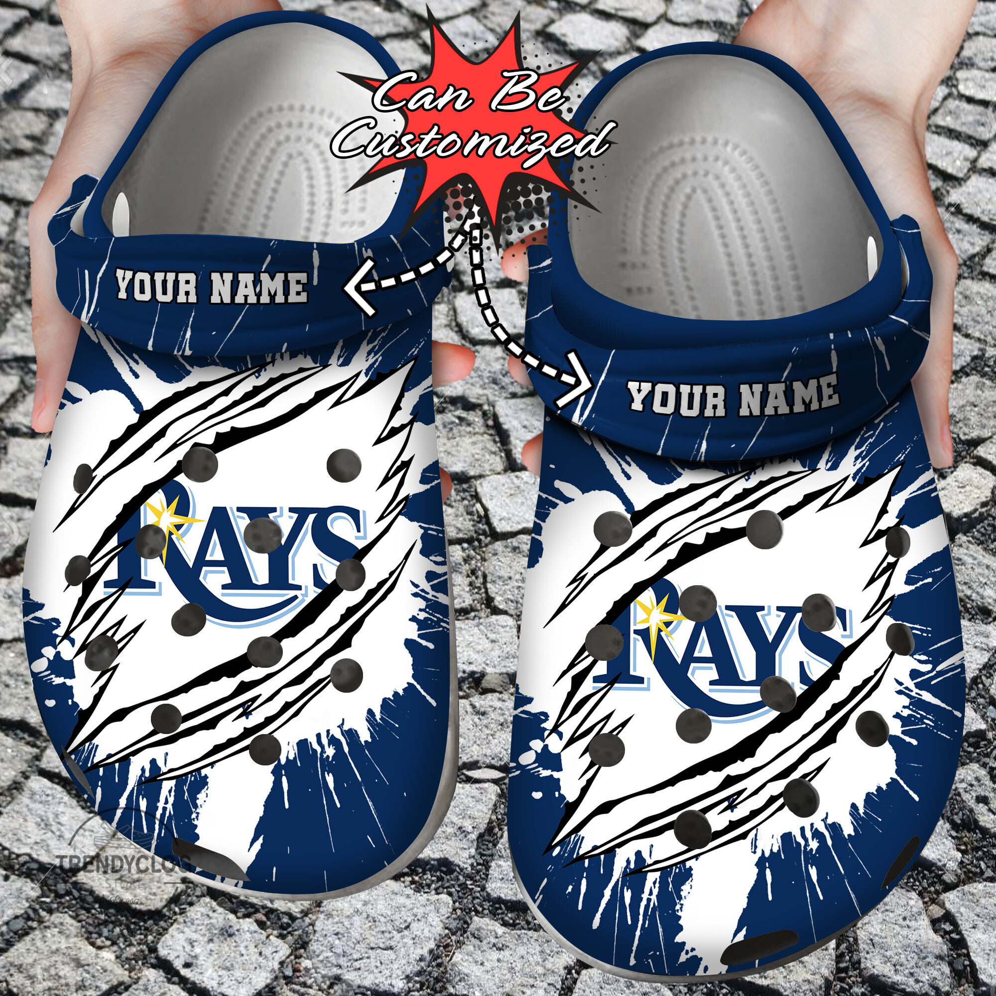 Baseball Personalized TB Rays Ripped Claw Clog Shoes