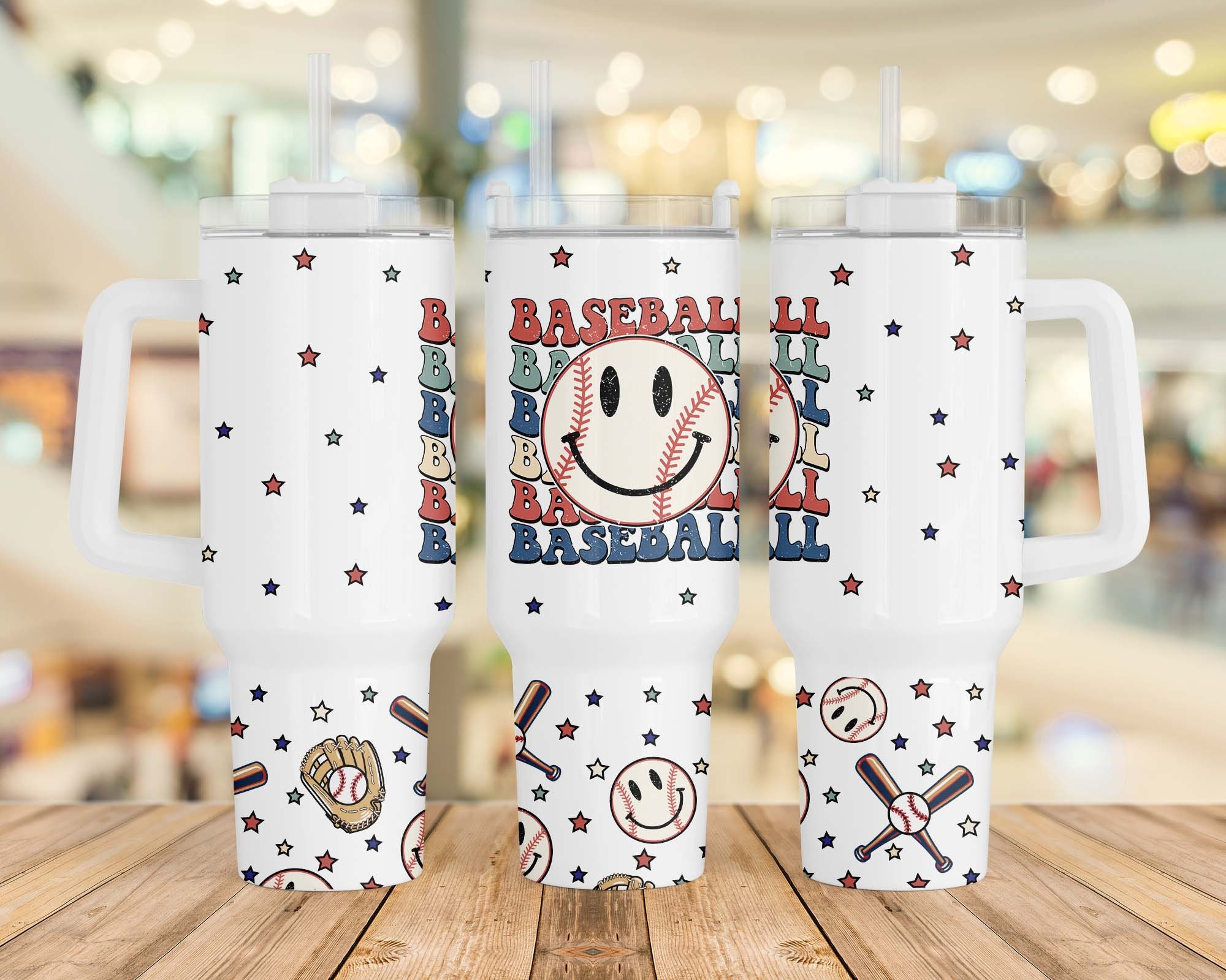 Baseball Retro Smiley Face Custom Stanley Cup 40 oz 30 oz Tumbler With HandleTVC2301959 - Image 3