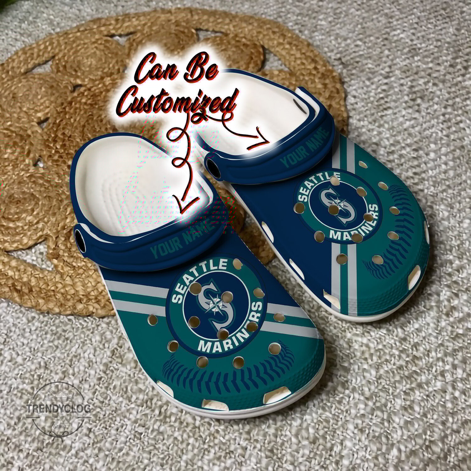 Baseball SMariners Personalized Baseball Logo Team Clog Shoes