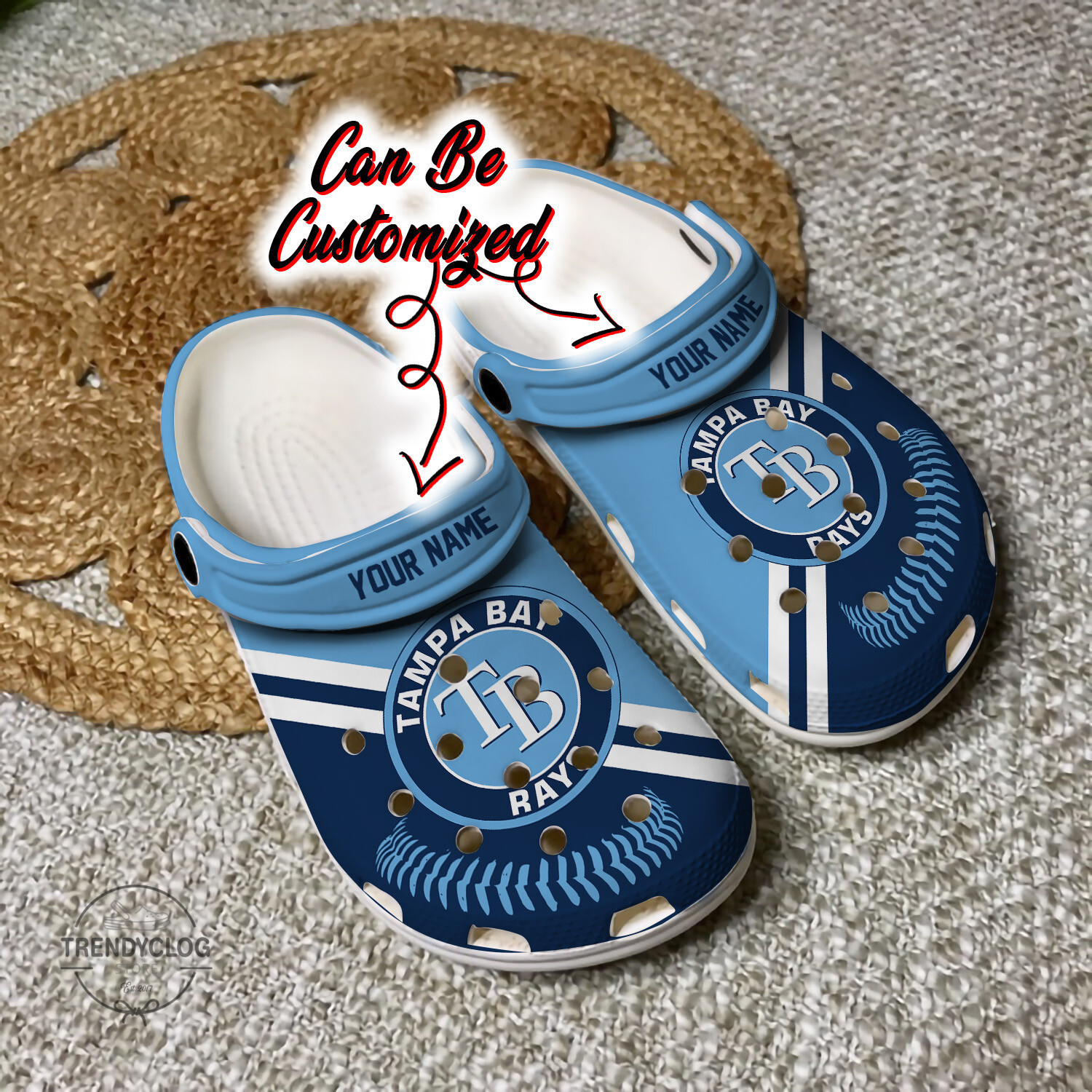Baseball TB Rays Personalized Baseball Logo Team Clog Shoes