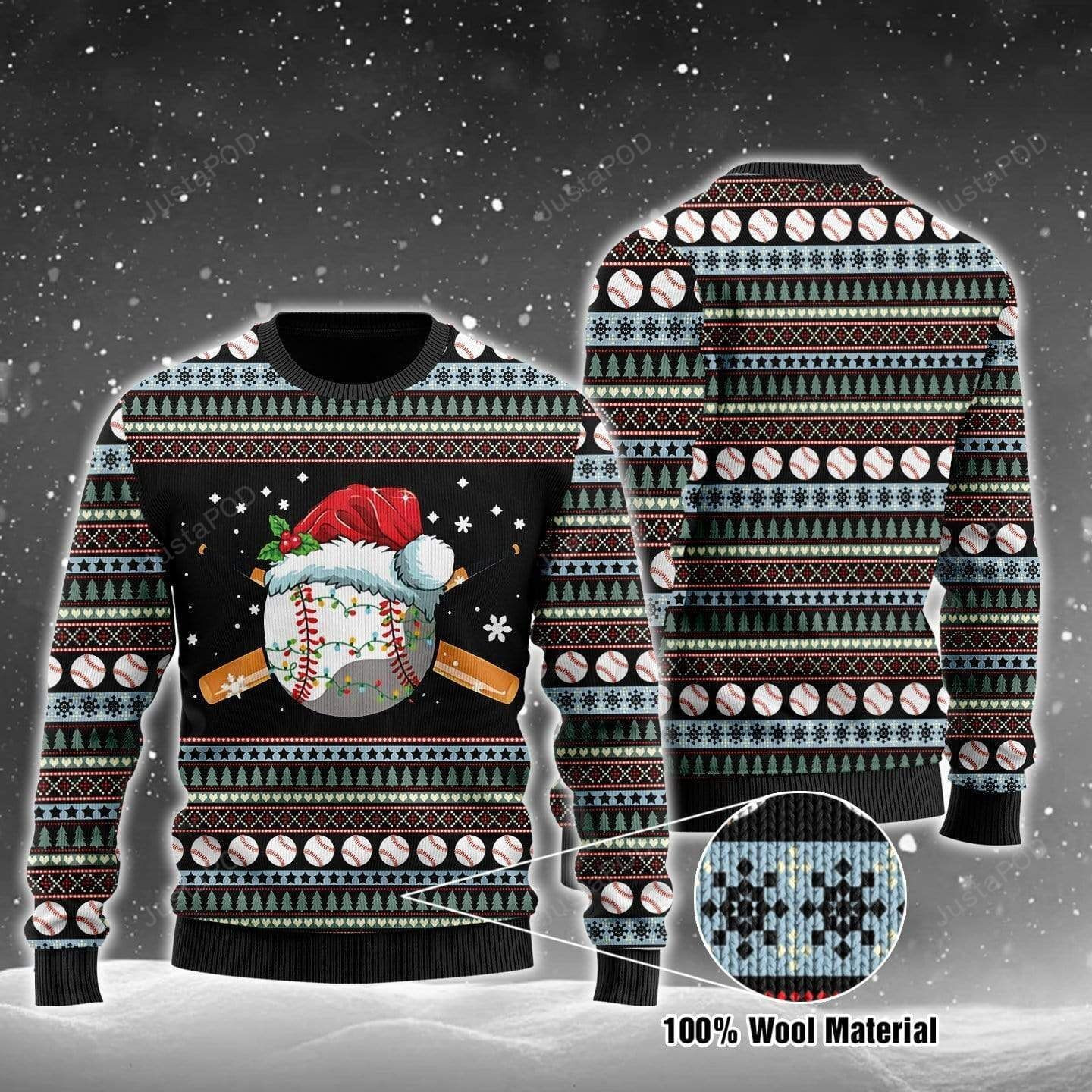 Baseball Ugly Christmas Sweater Adult 3D Funny Matching for family