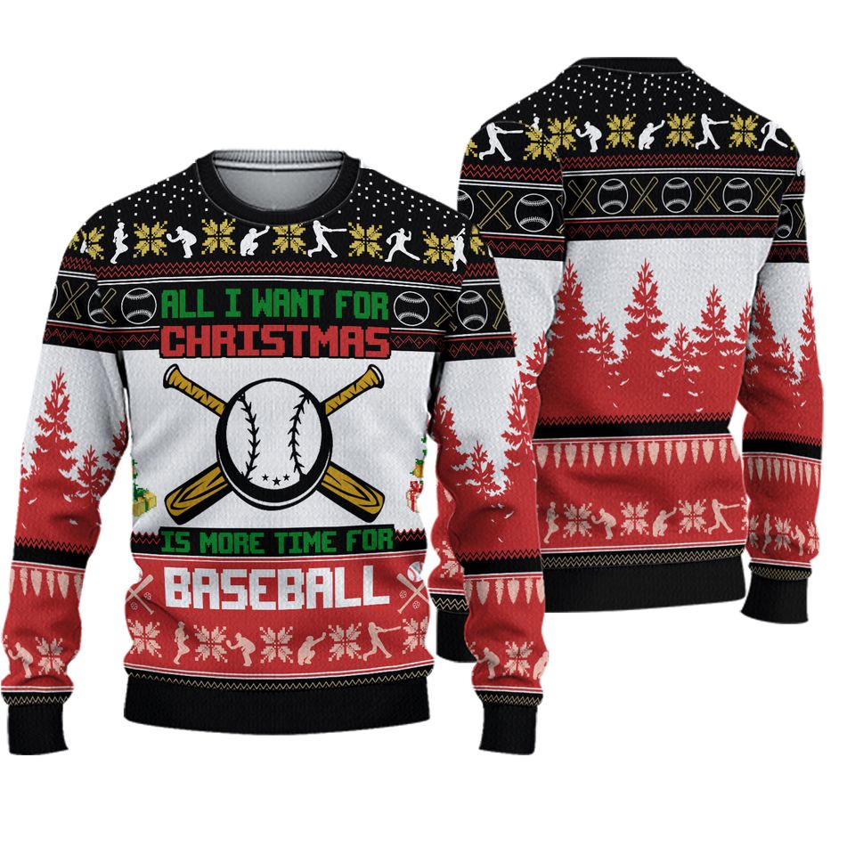 Baseball Ugly Christmas Sweater  Knitted Ugly