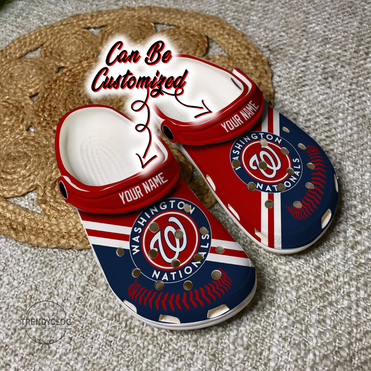 Baseball WNationals Personalized Baseball Logo Team Clog Shoes