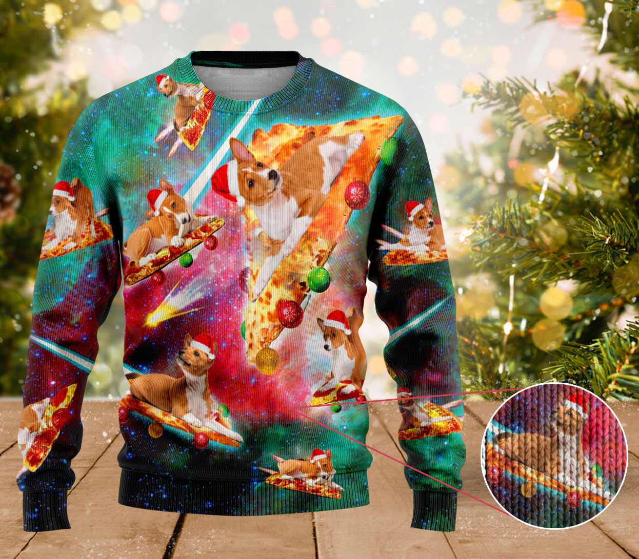 Basenji Dog Pizza Ugly Christmas Sweater Cute Christmas Sweaters Gifts For Dog Owners