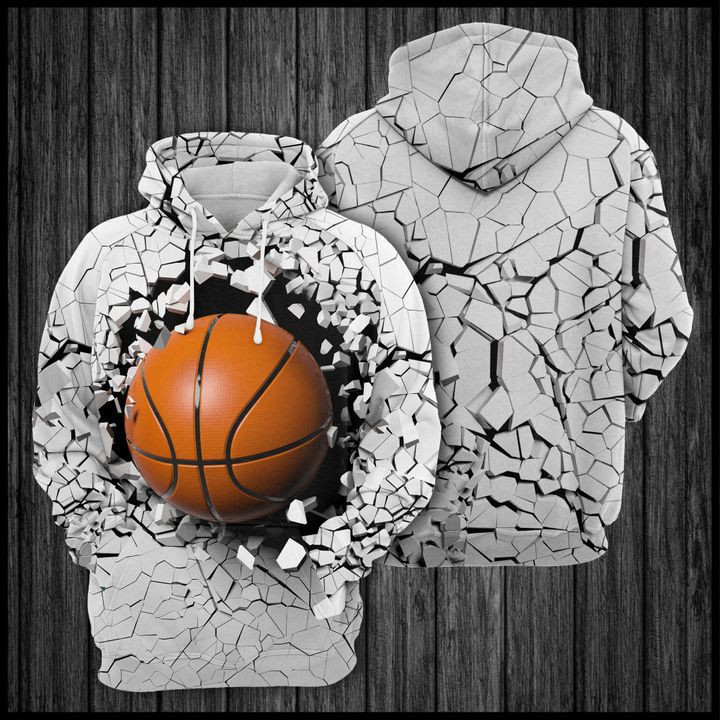 Basketball Breaking Through Wall 3D All Over Print Hoodie, Zip Hoodie