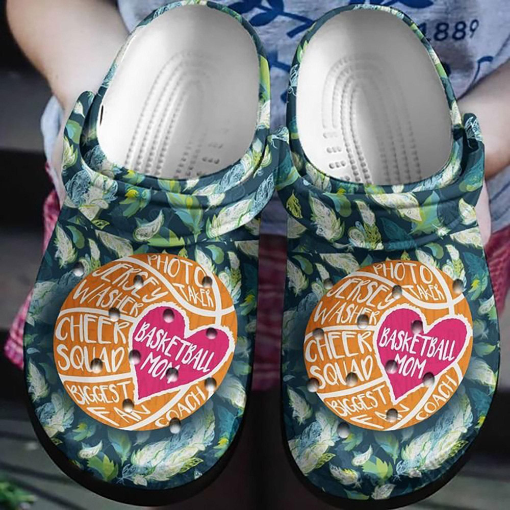 Basketball Mom Green Feather Rubber clog Shoes Comfy Footwear
