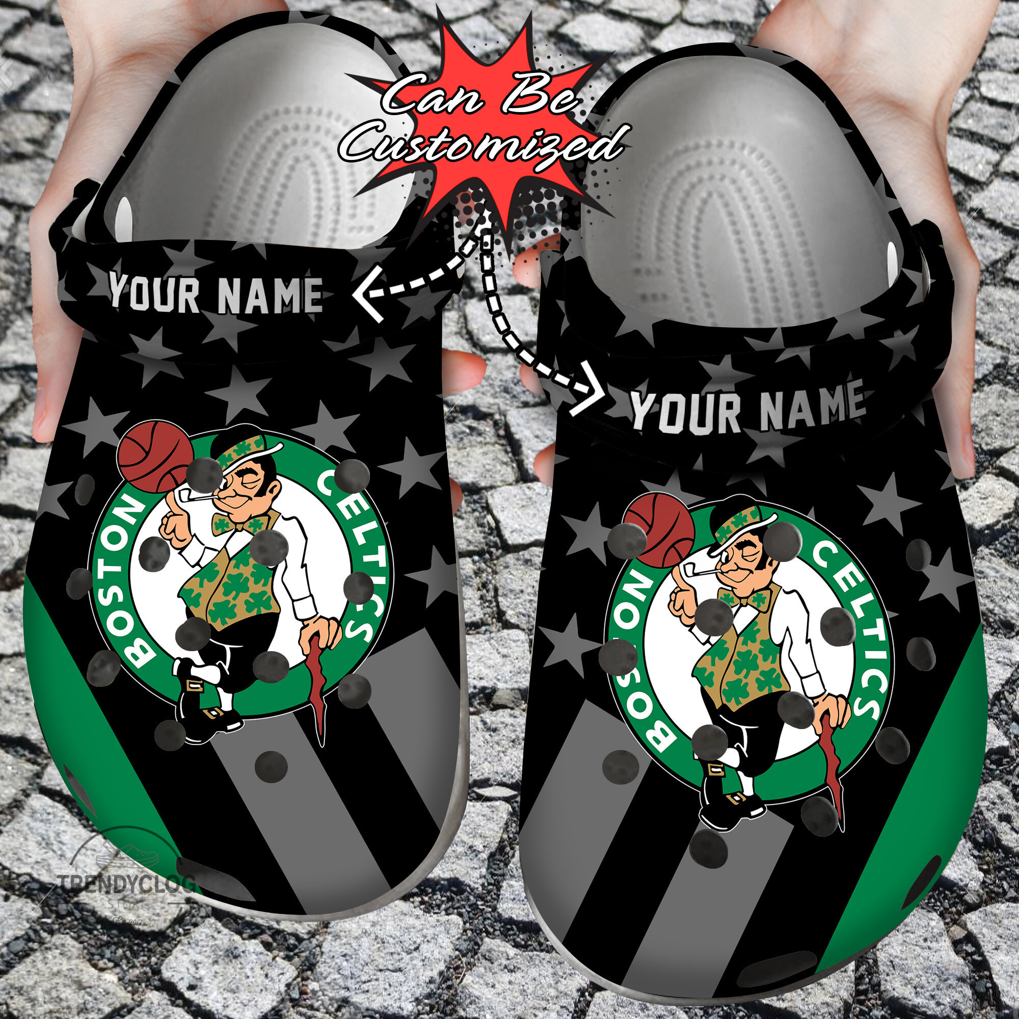 Basketball Personalized BCeltics Star Flag Clog Shoes
