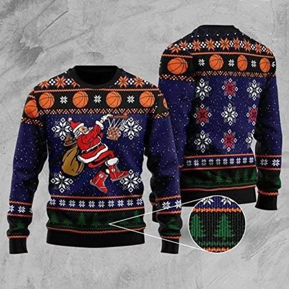Basketball Santa Ugly Christmas Sweater, Basketball Christmas Sweatshirt, Santa - Image 3