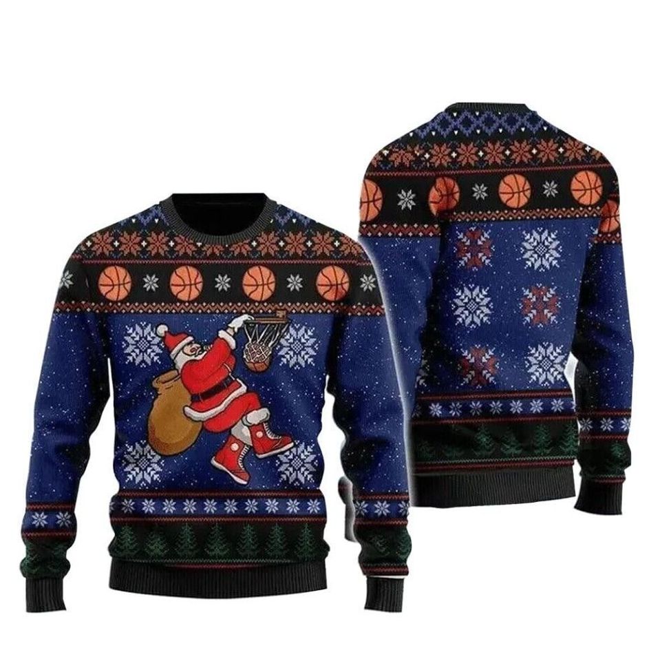 Basketball Santa Ugly Christmas Sweater, Basketball Christmas Sweatshirt, Santa Sweater