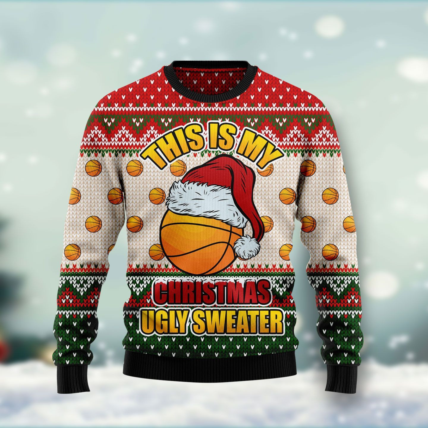 Basketball Ugly Christmas Sweater Adult 3D Funny Matching for family