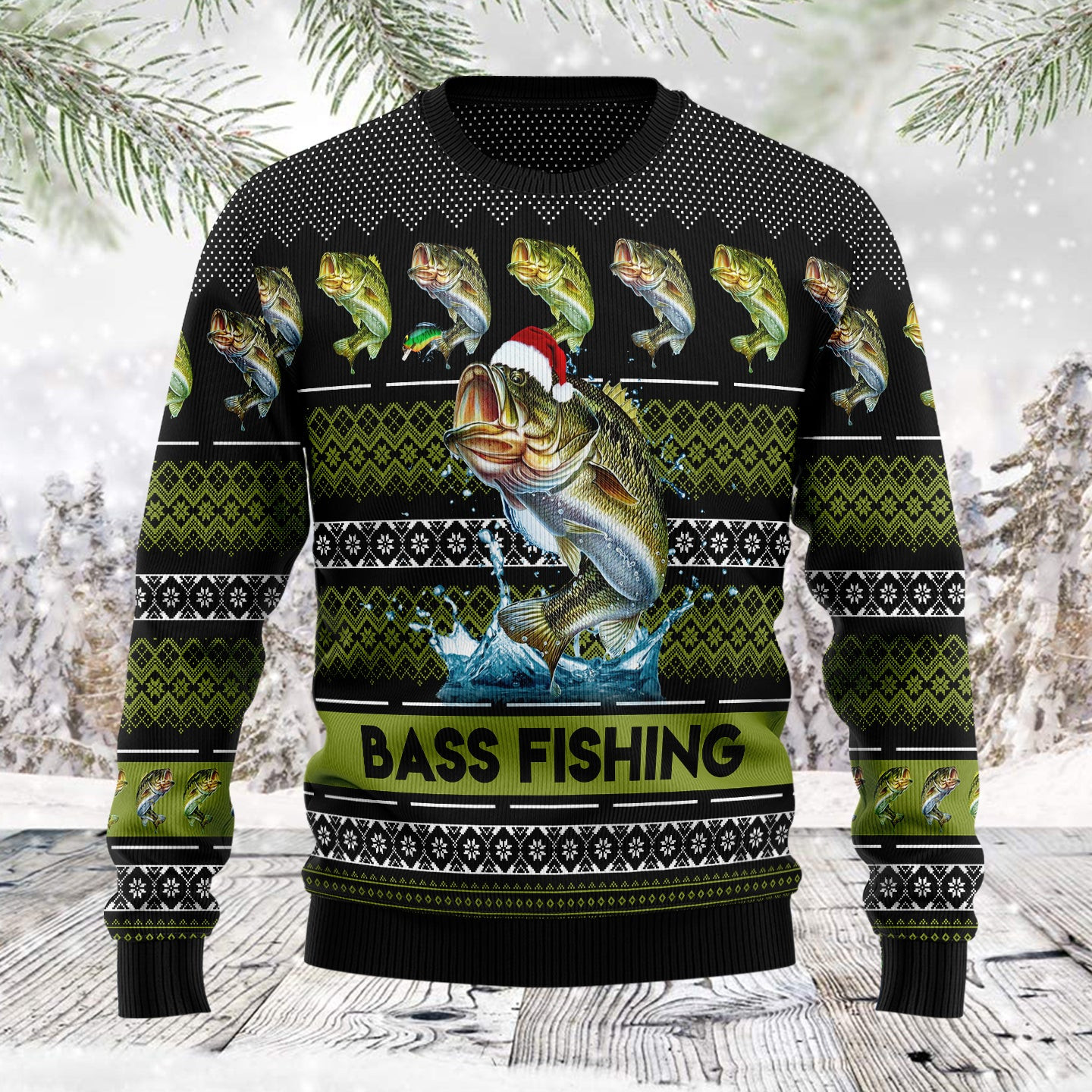 Bass Fishing Ugly Christmas Sweater