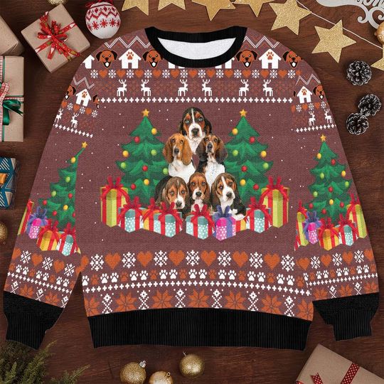 Basset Hound Christmas Sweater - Funny Dog Lover Ugly Xmas Sweater - Image 11