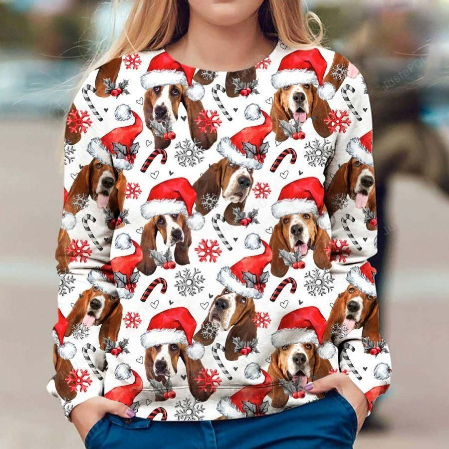 Basset Hound Dog Christmas Ugly Christmas Sweater Adult 3D Funny Matching for family