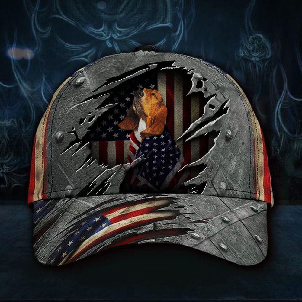 Basset Hound Inside American Flag Hat Vintage Dog Patriotic Independence Day 4Th Of July Trucker Hats Custom Hats Gifts For Men & Women