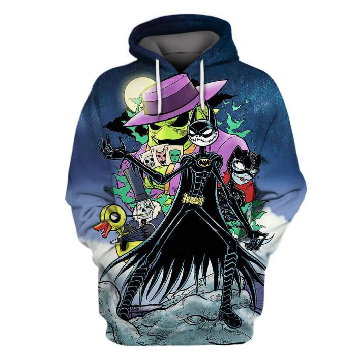 Batman Jack Skellington Sally from Nightmare Before Christmas 3D All Over Print Hoodie, Zip Hoodie