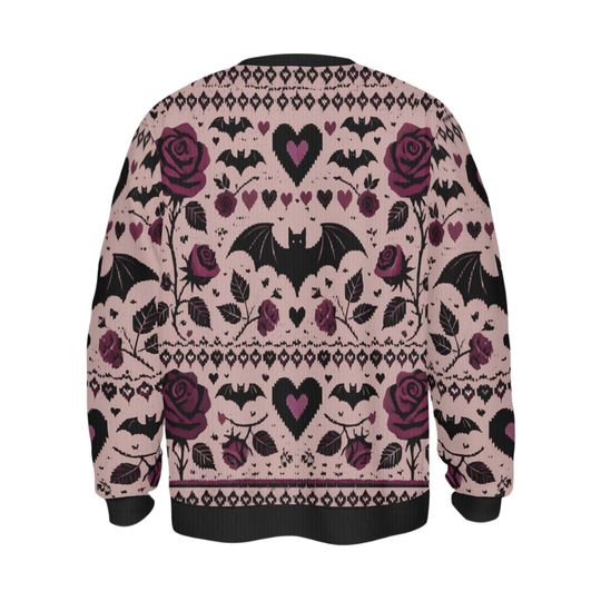 Bats Hearts and Roses Valentine's Day Ugly Sweatshirts, Spooky Gothic Valloween Ugly Sweatshirts - Image 13