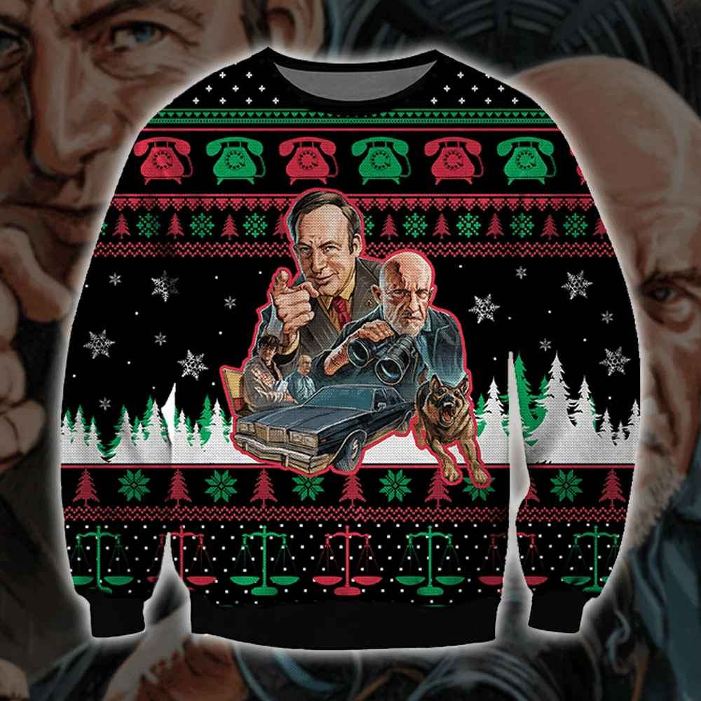 Battle Call Saul Knitting Pattern 3D Print Ugly Christmas Sweater Adult 3D Funny Matching for family
