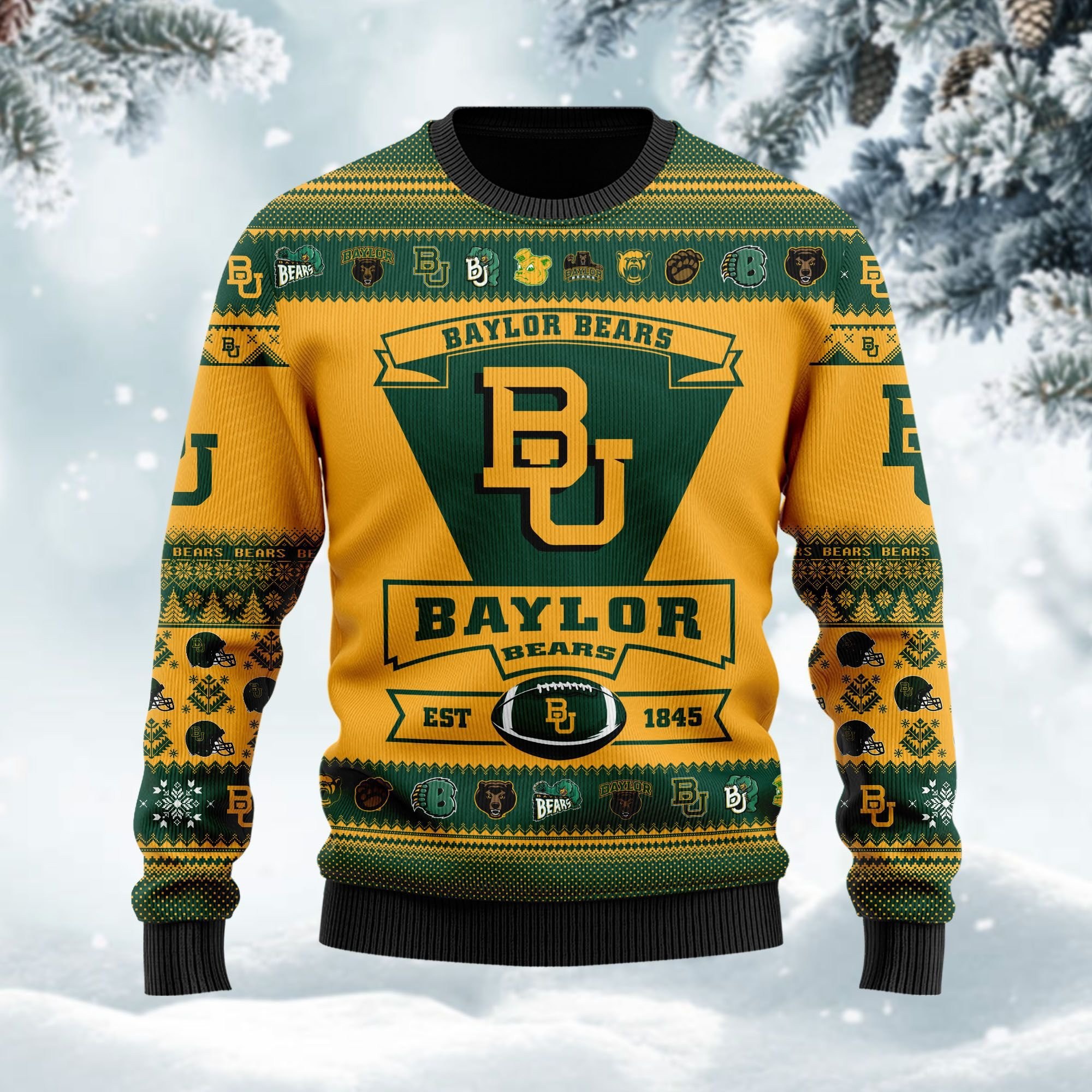 Baylor Bears Football Team Logo Custom Name Personalized Ugly Christmas Sweater Adult 3D Funny Matching for family - Image 2