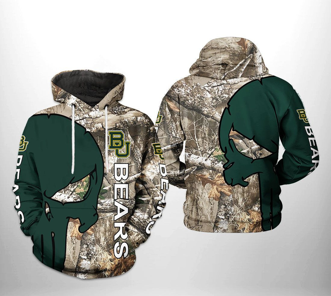 Baylor Bears NCAA Camo Veteran Hunting 3D All Over Print Hoodie, Zip Hoodie