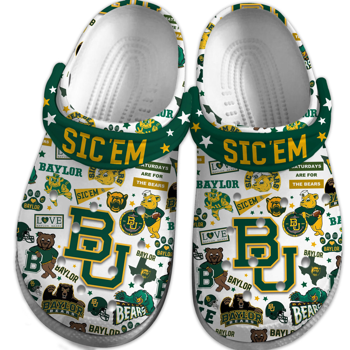 Baylor Bears NCAA Sport Crocs Crocband Clogs Shoes Comfortable For Men Women and Kids - Image 4