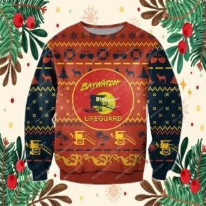 Baywatch Ugly Christmas Sweater Adult 3D Funny Matching for family