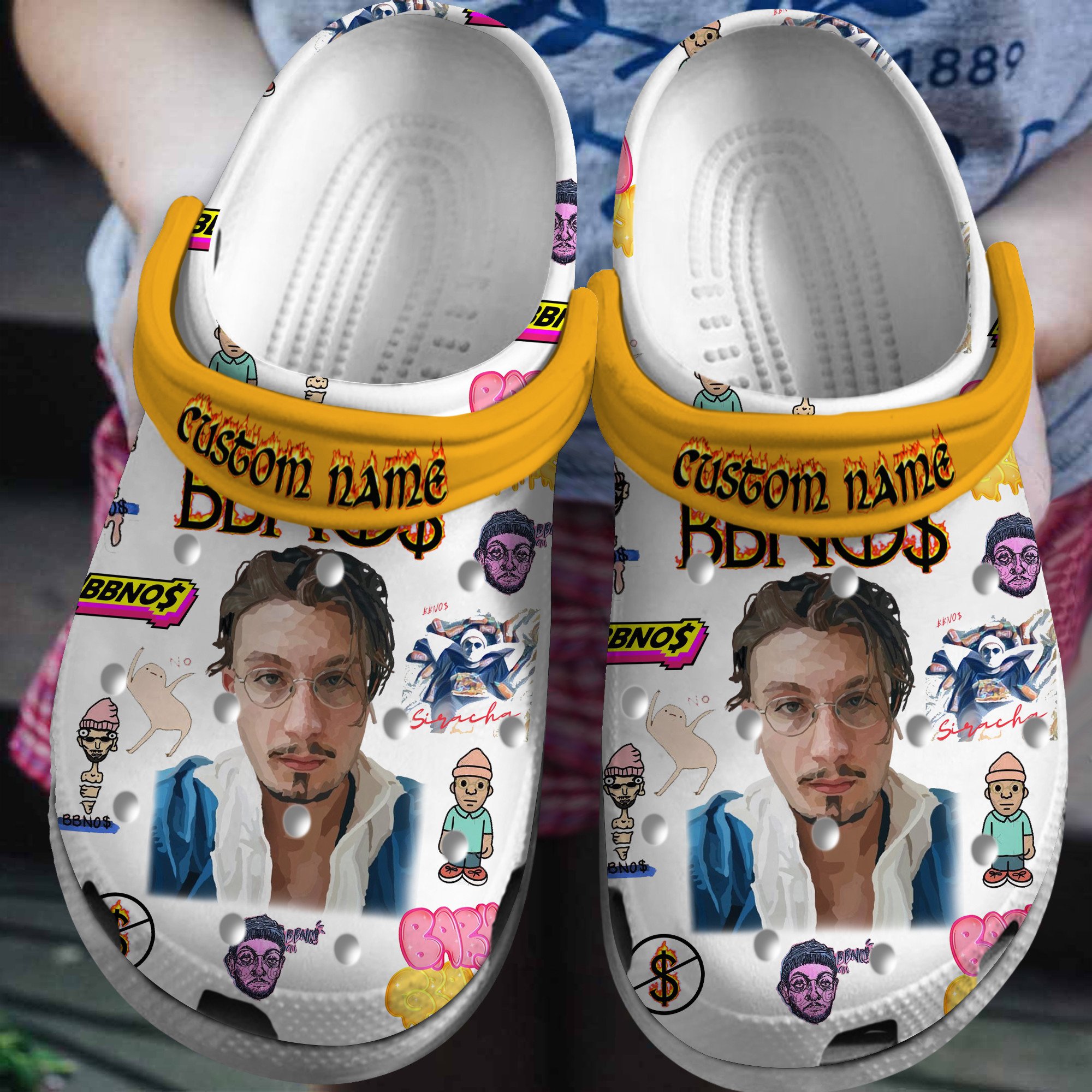 Bbno$ Music Crocs Crocband Clogs Shoes Comfortable For Men Women and Kids