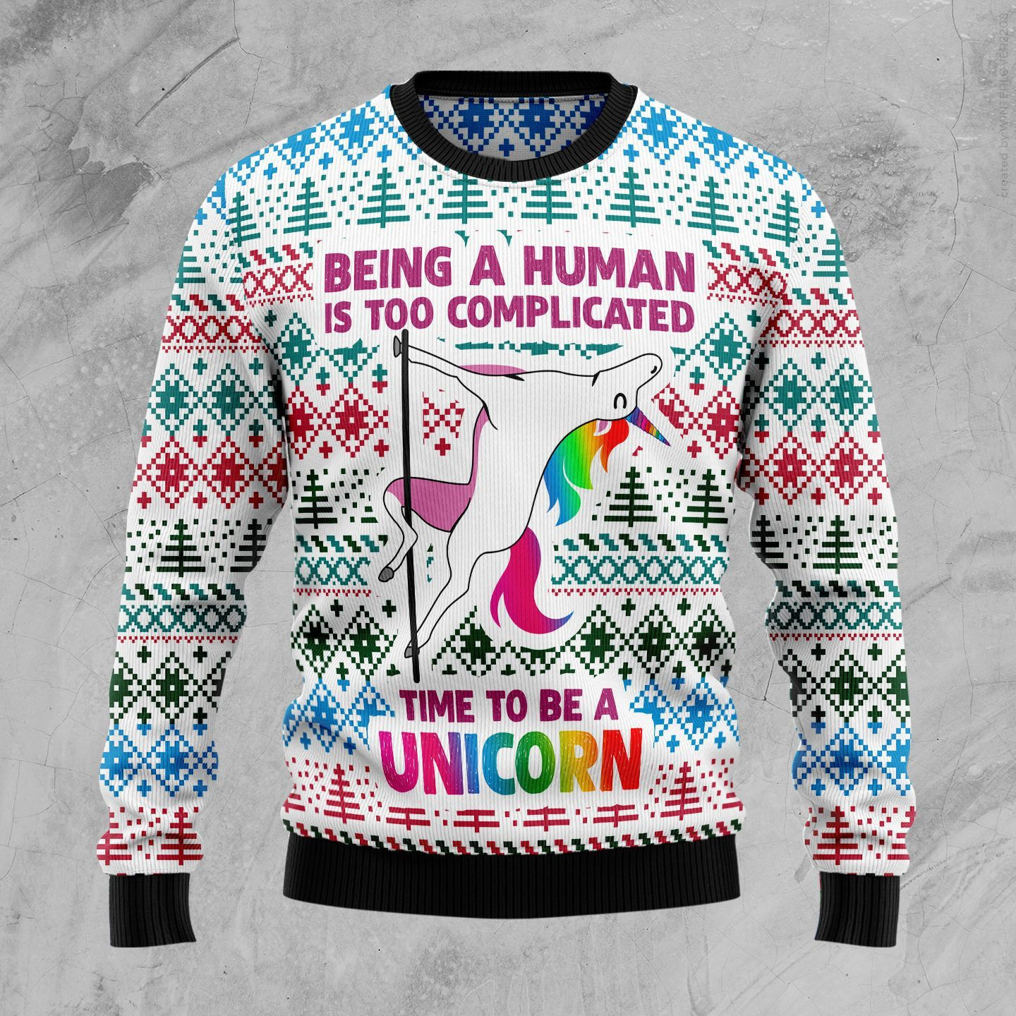 Be A Unicorn Ugly Christmas Sweater Adult 3D Funny Matching for family