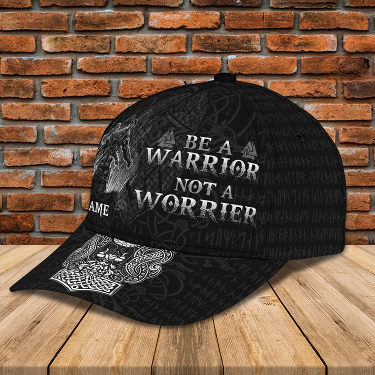 Be A Warrior Not A Worrier - Personalized Name Cap Viking Hats Trucker Hats Custom Hats Gifts For Men & Women