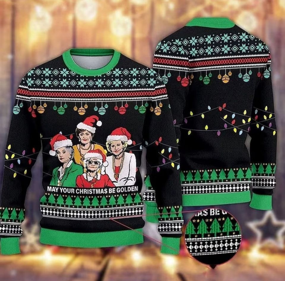 Be Golden Knitted Ugly Christmas Sweater, Stay Golden Sweater