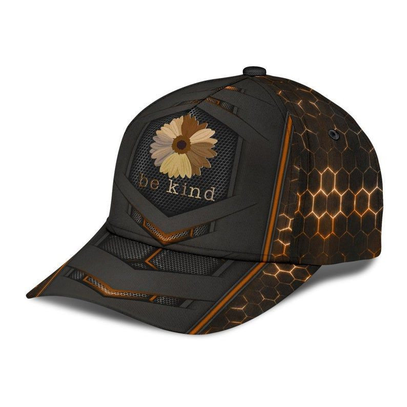 Be Kind Classic Cap 3D, Flower Baseball Cap, Strapback Cap, Unisex Hat, Classical Cap, Hexagon Pattern Cap Trucker Hats Custom Hats Gifts For Men & Women